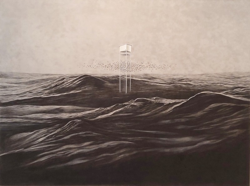 윤준영.소란한침묵.2018.한지에먹,콘테,채색.97x130.3cm.DEEP DIVE INTO YOU.2019광주세계수영대회1주년기념전.광주일보주관.금호.200723-1.jpg