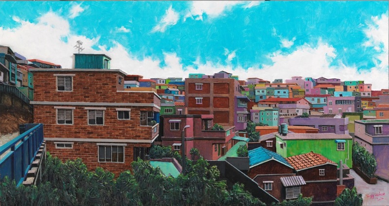 양나희, 삶,풍경, 골판지 부조 위에 유채, 62.5×118.5cm, 2020.jpg