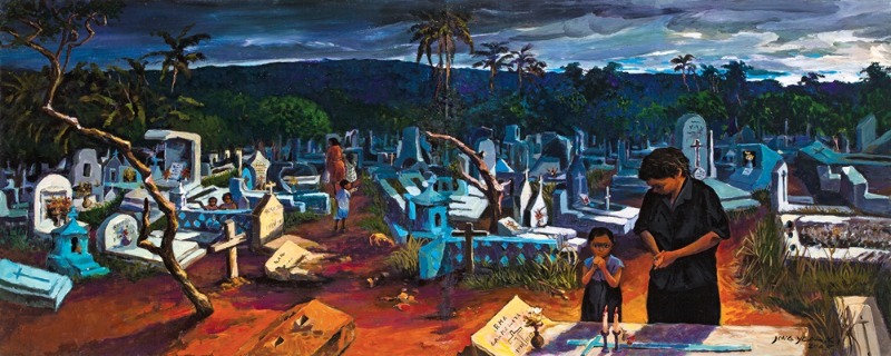 모녀의 기도(산타크루즈 공동묘지에서) 2005 캔버스에 아크릴릭 acrylic on canvas 72.7×182cm.jpg