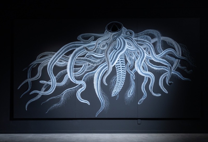 김설아, 아홉 개의 검은 구멍, 흉흉(Nine Dark Openings, Insidious), Ink on paper, 240cmx450cm, 2022.jpg
