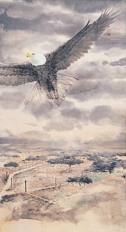 허달용 <황토재 풍경>, 1996, 한지에 수묵, 채색, 175x94cm