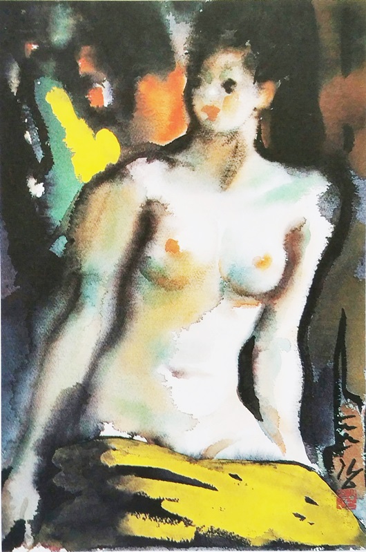 강연균 <누드>, 1991, 종이에 수채, 58x38.5cm