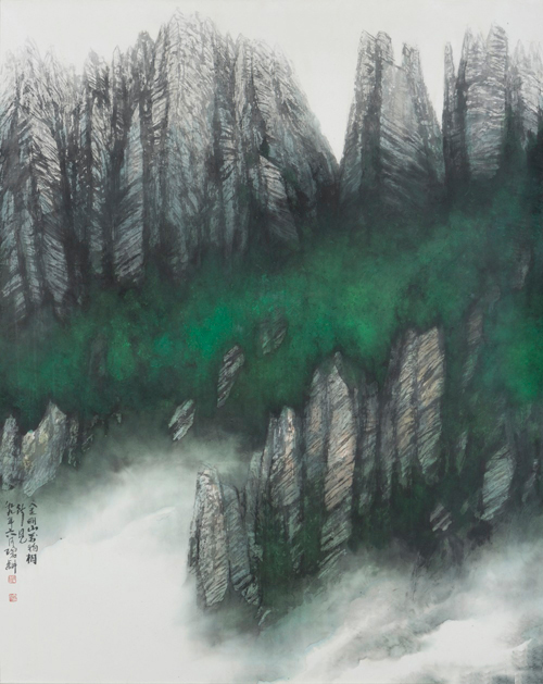 송계일 <금강산 만물상 소견>, 1999, 한지에 먹, 채색