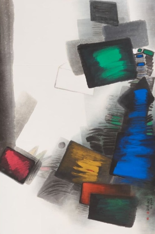 송계일 <空과 實>, 1991, 한지에 먹, 채색, 국립현대미술관 소장