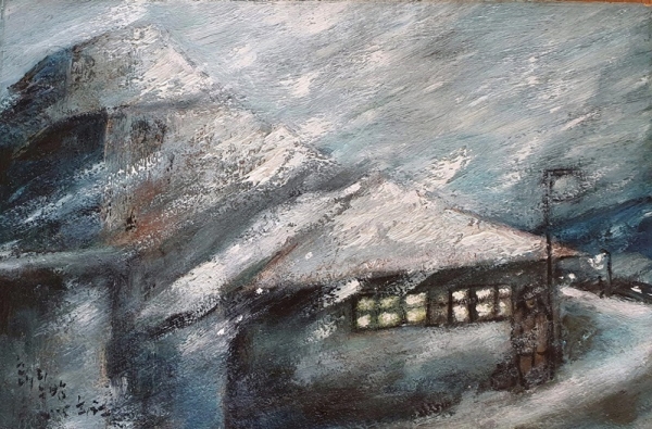 한희원 &lt;눈 내리는 밤&gt;, 2005, 캔버스에 유화, 60x40cm
