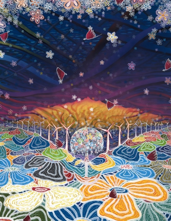 문형선 &lt;Space-Utopia(영암)&gt;, 2016, 캔버스에 아크릴릭, gutta pen, 116.8x91cm