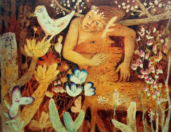 김해성. 땅의노래-수줍음. 1995. 116x91cm. 혼합재료.