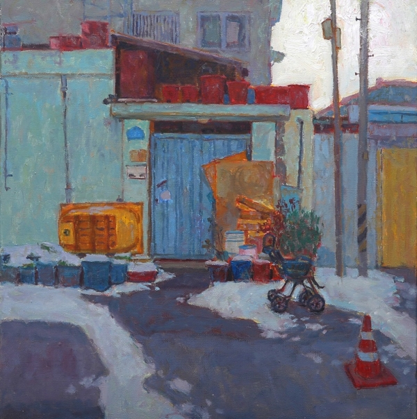 노여운 &lt;머무르다&gt;, 2018, 캔버스에 유채, 33x33cm