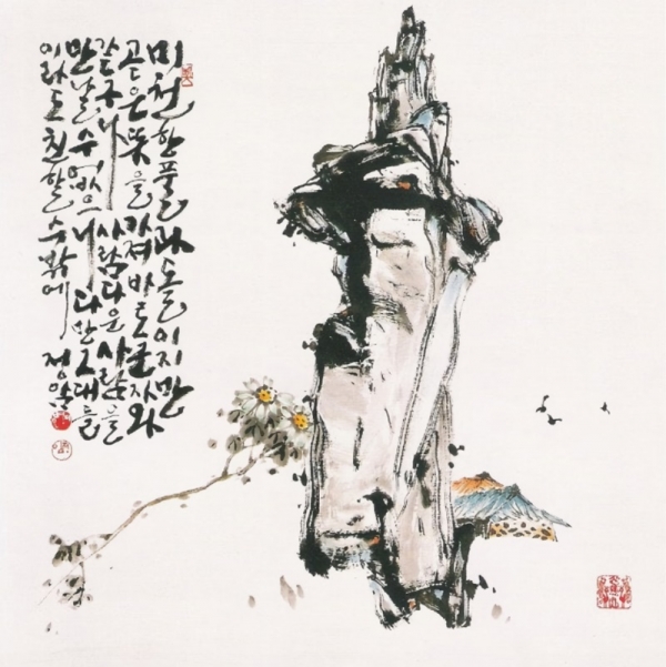 이병오 &lt;곧은 뜻&gt;, 한지에 먹, 60x60cm