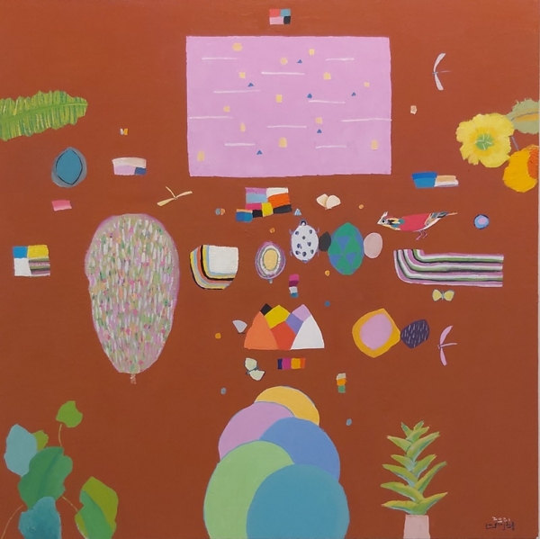 진원장, 별, 그리고 내가 사랑하는 것들, 2021, 캔버스에 유채, 130x130cm