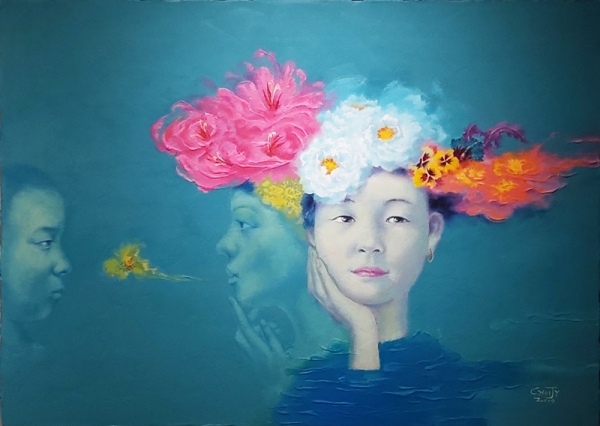 최재영 &lt;Festival&gt;, 2019, 캔버스에 혼합재, 65x91cm