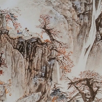 조방원 <고사관폭도(高士觀瀑圖)>, 2000, 한지에 수묵담채, 57x142cm