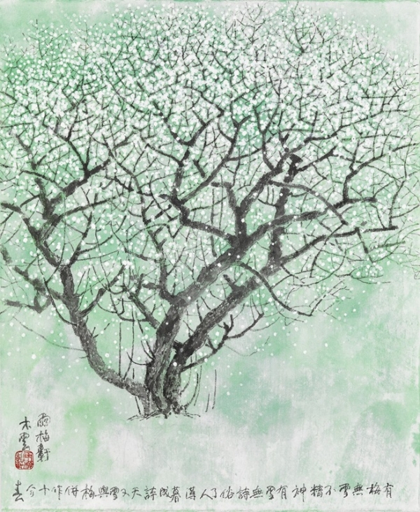 오견규 &lt;설매雪梅&gt;, 2020, 한지에 수묵담채, 63x75cm