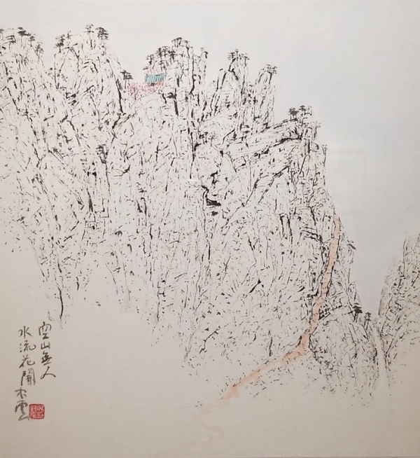 오견규 &lt;공산무인空山無人&gt;, 2020, 한지에 수묵담채, 38x35cm