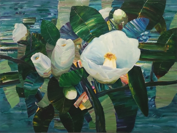 강종열 &lt;동백, 백동백&gt;, 2017, 캔버스에 아크릴릭, 193.9x259.1cm