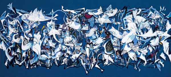강종열 &lt;자유 · 사랑 · 평화&gt;, 2012, 캔버스에 아크릴릭, 200×600cm