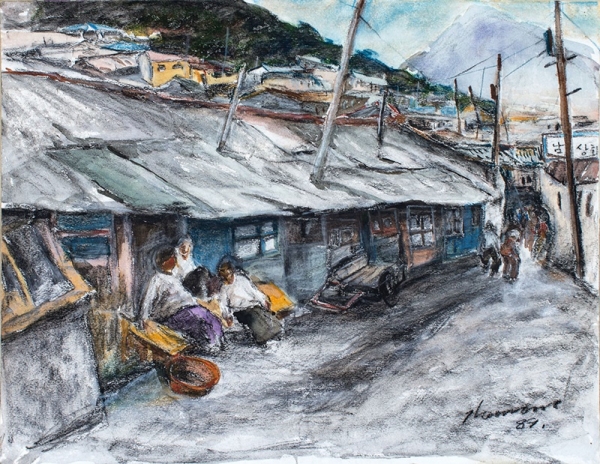 강종열 &lt;남산동&gt;, 1989, 종이에 수채, 혼합, 45.5×53.0cm