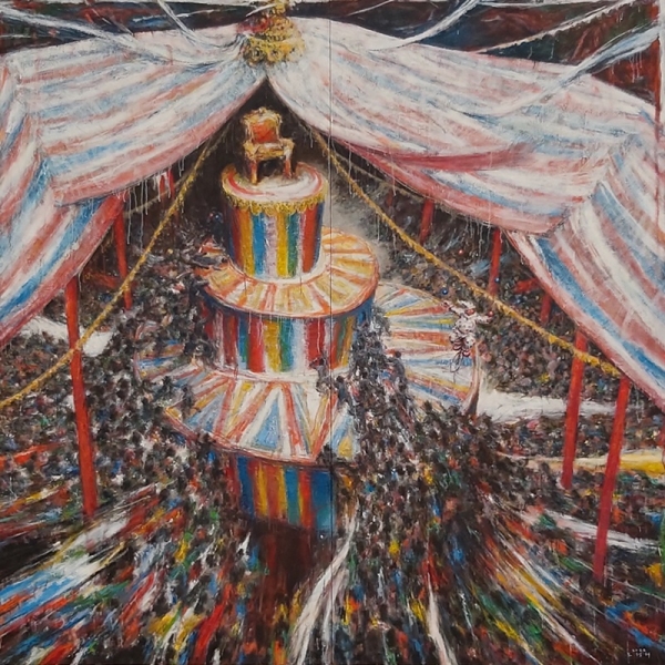 조정태 &lt;곡예&gt;, 2022, 캔버스에 아크릴, 244x244cm