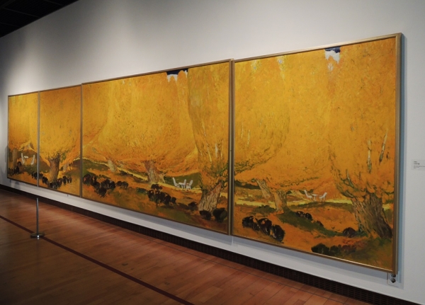김병모 &lt;노란 가을&gt;, 2001. 290x163cm. 185x151cm  3폭