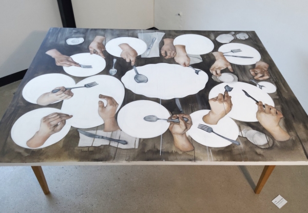 조은솔 &lt;The Square_The Table&gt;, 2019, 회화 설치, 162.2x130.3cm
