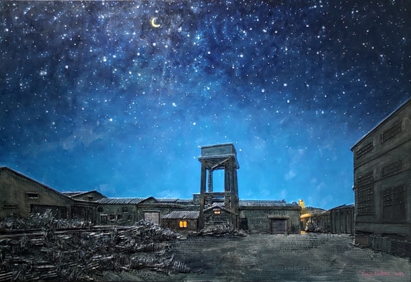 양나희 &lt;샤이닝&gt;, 2024, 골판지 부조에 유채, 91x116.9cm