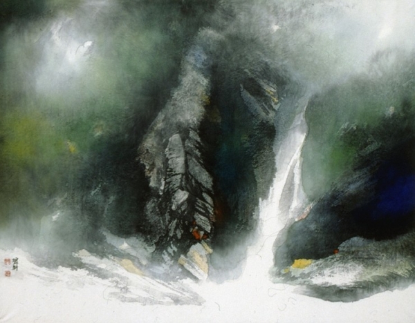 송계일 &lt;홍도 소견&gt;, 1984, 한지에 먹, 채색