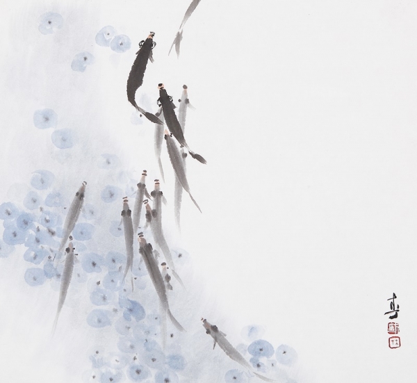 방의걸 &lt;유희&gt;, 한지에 수묵담채, 38x35cm