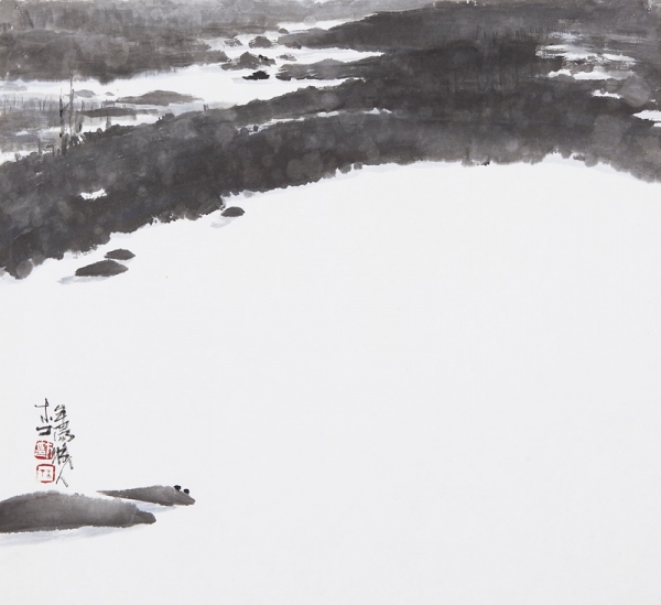 방의걸 &lt;기억 저편&gt;, 한지에 수묵담채, 37.5x34.5cm