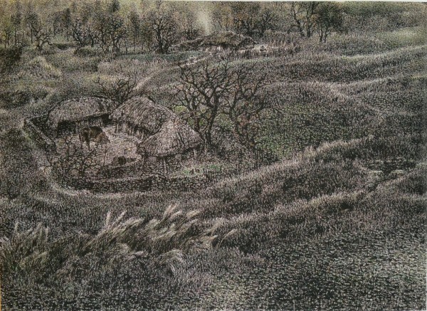 박은용 &lt;청옥동 풍경(부분)&gt;, 1982. 수묵담채. 97.5x188cm