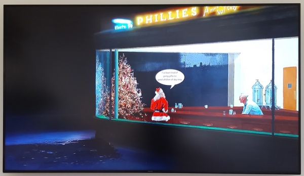 이이남 &lt;에드워드 호퍼, 밤샘하는 사람들&gt;, 2015, LED-TV, 4분